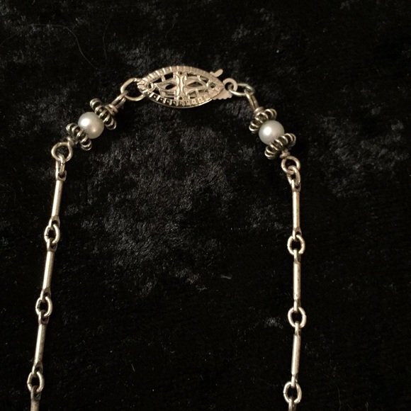 Silver, Pearl, Czech Glass Necklace and Earrings - Picture 3 of 4